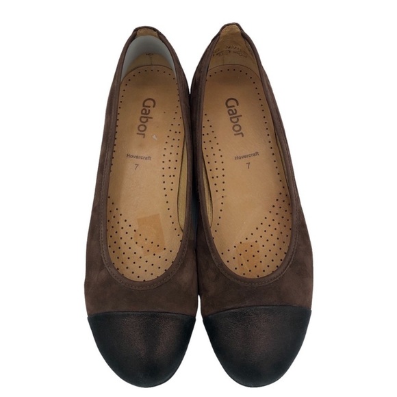 Gabor Hovercraft Raspa Cap Toe Ballerina Suede Flats in Two Tone Brown Size 7 - Picture 5 of 8